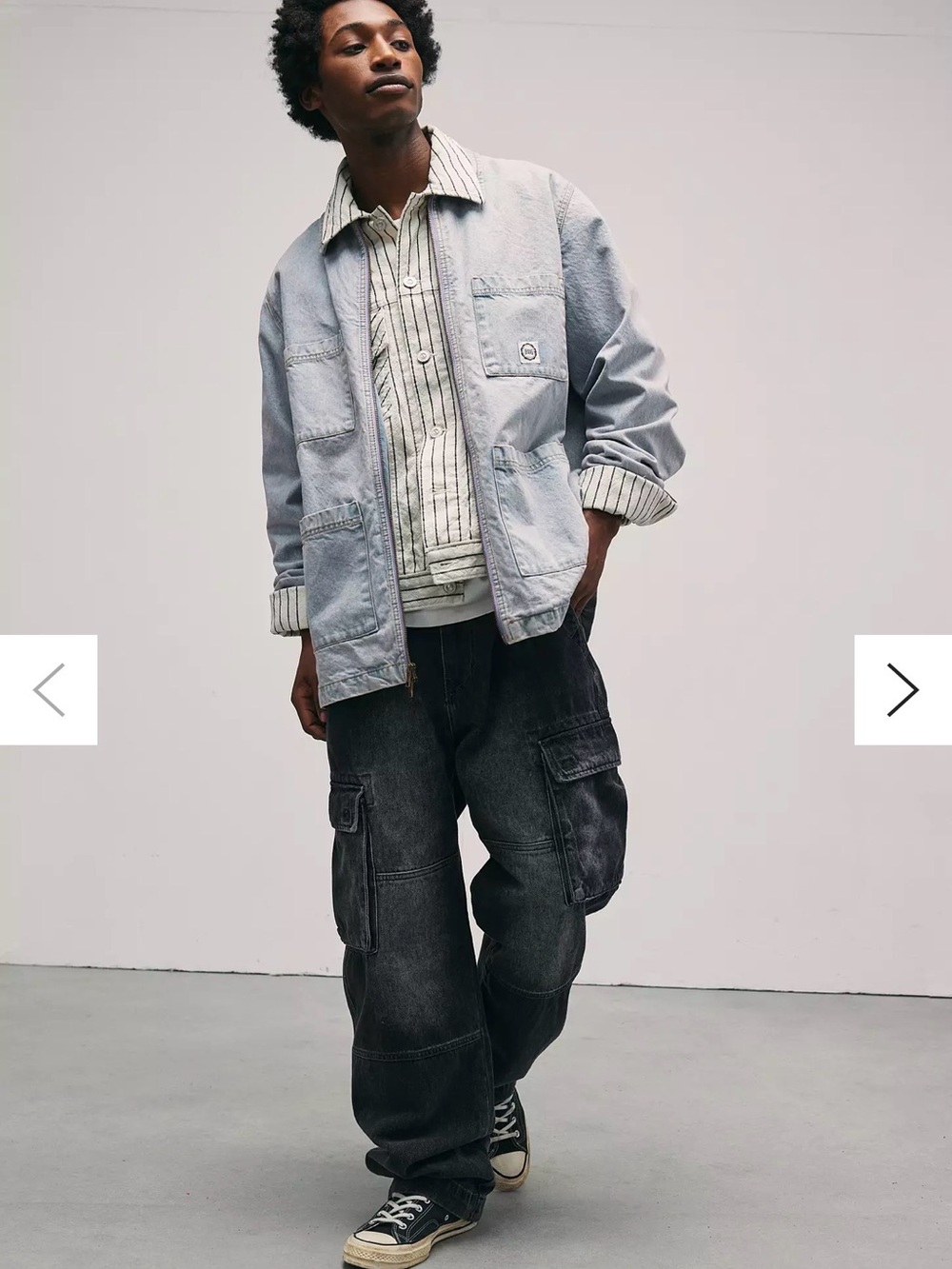 BDG Urban Outfitters Denim Zip Front Chore Jean Jacket Utility Light Wash Mens M